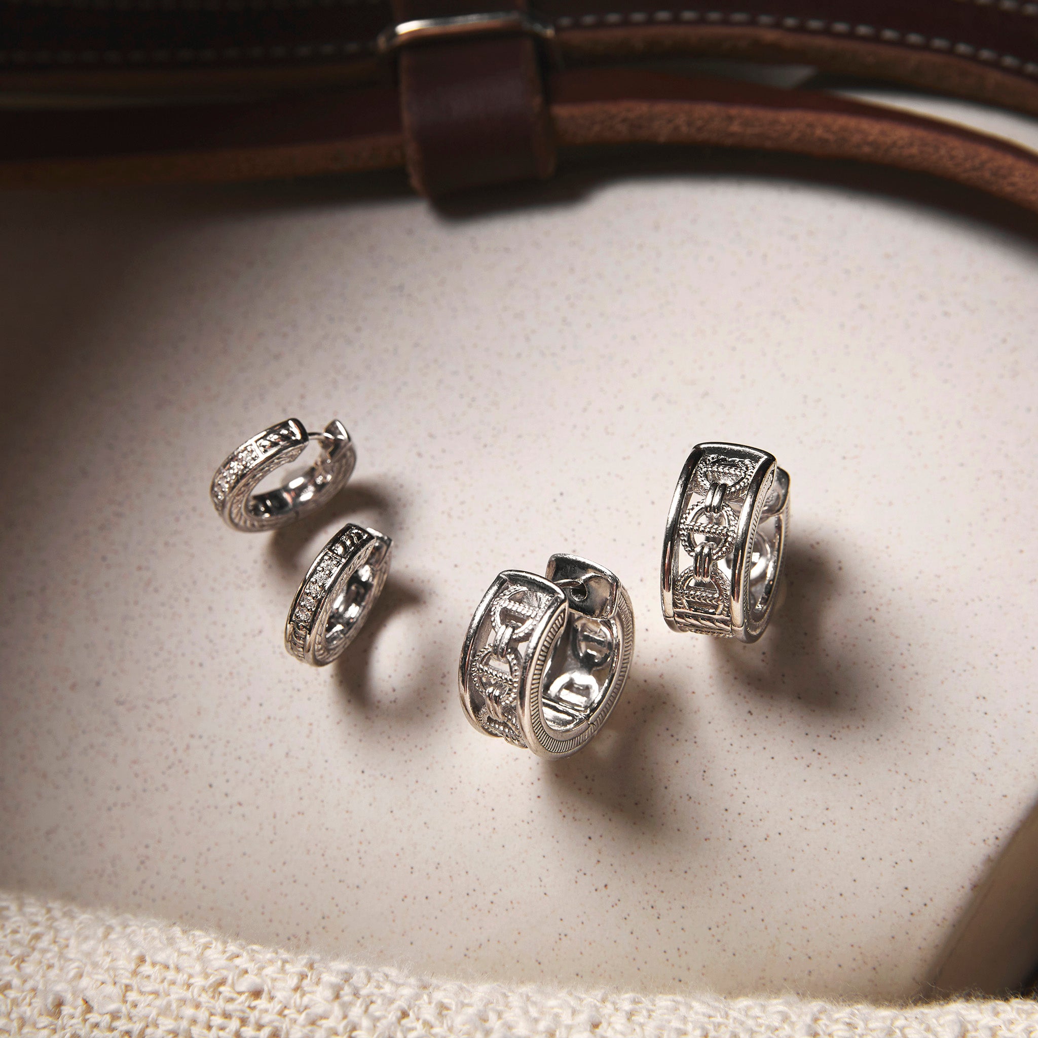 Vienna Small Huggie Hoop Earrings with Diamonds