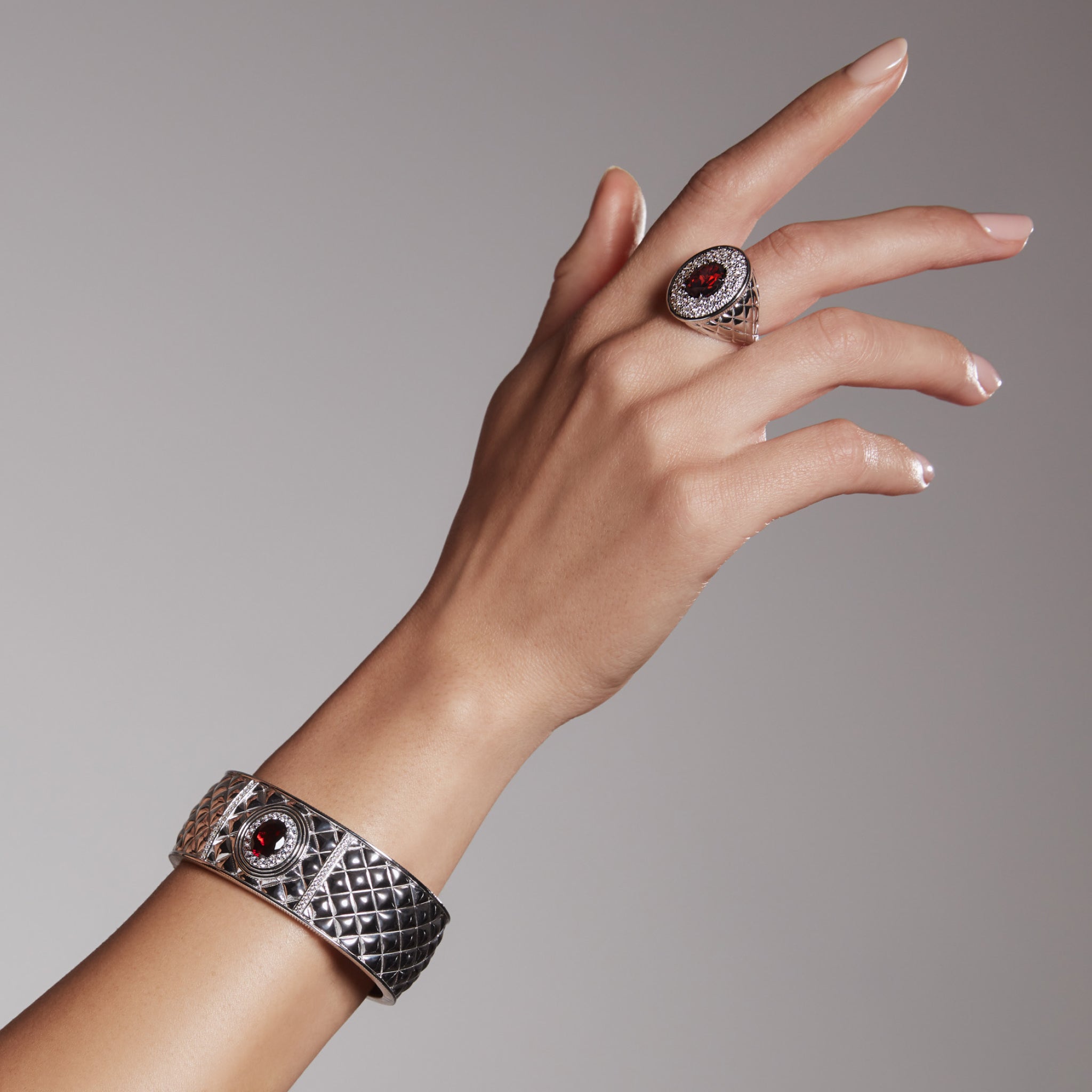 Max Cuff with Garnet and Diamonds