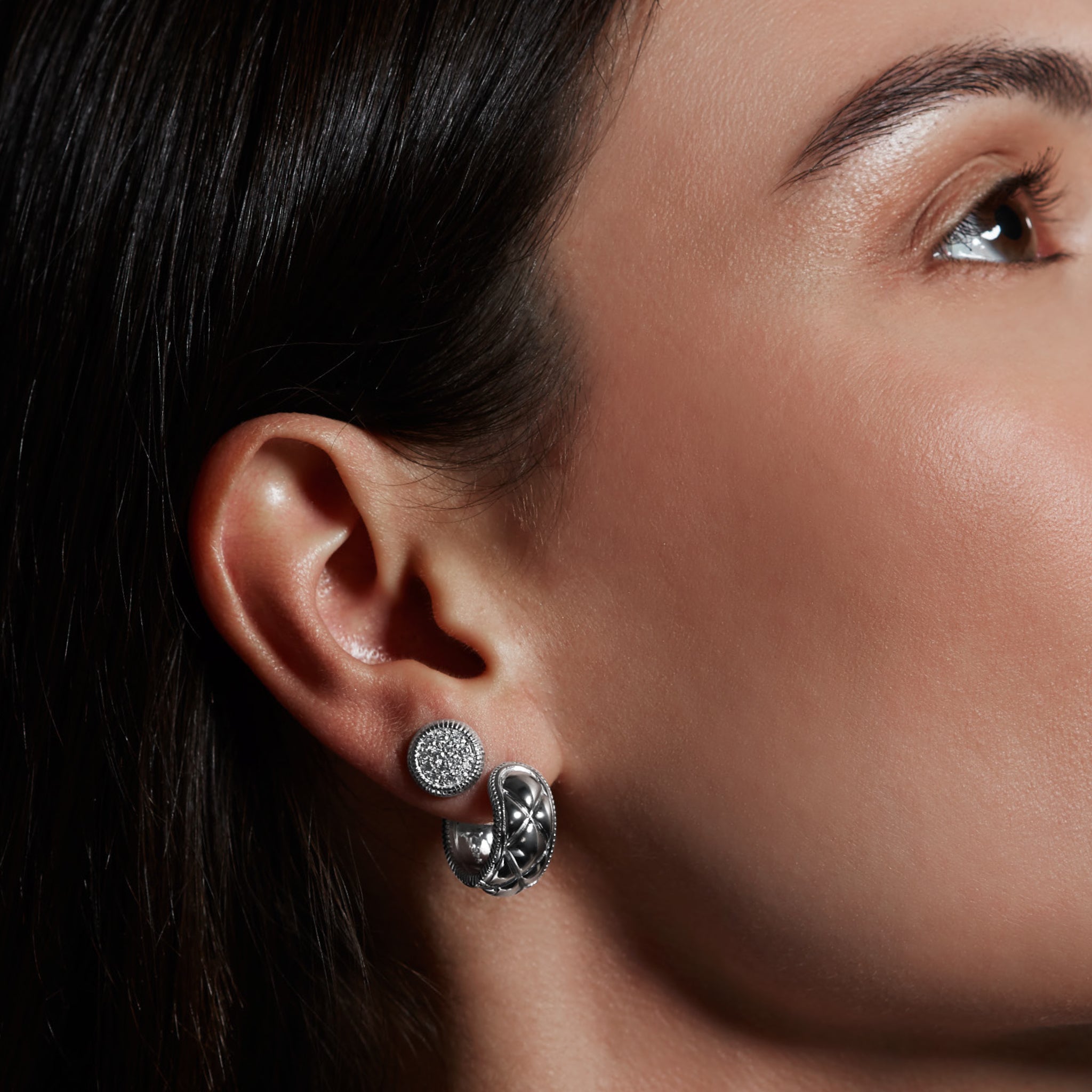 Max Pave Stud Earrings with Diamonds