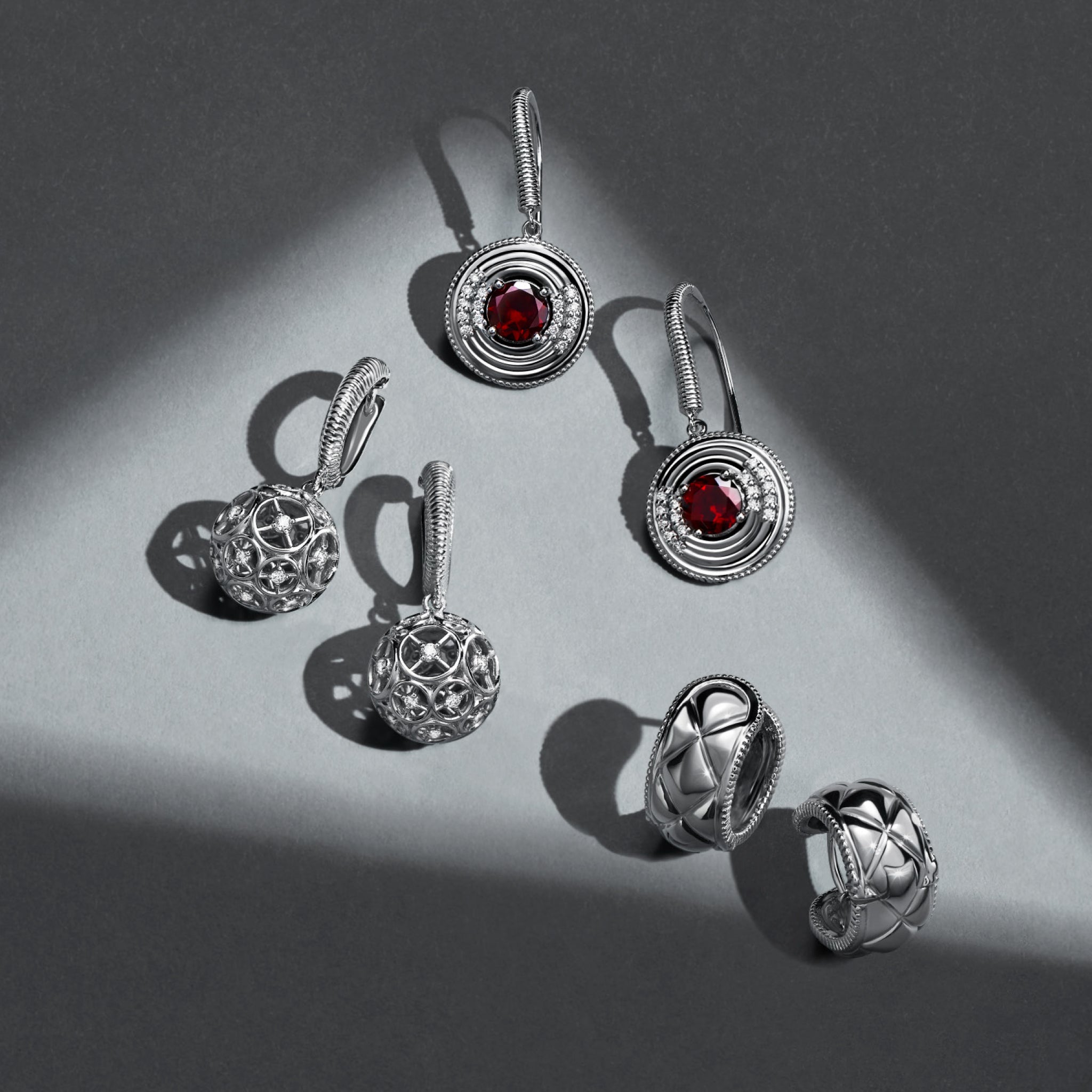 Max Drop Earrings with Garnet and Diamonds