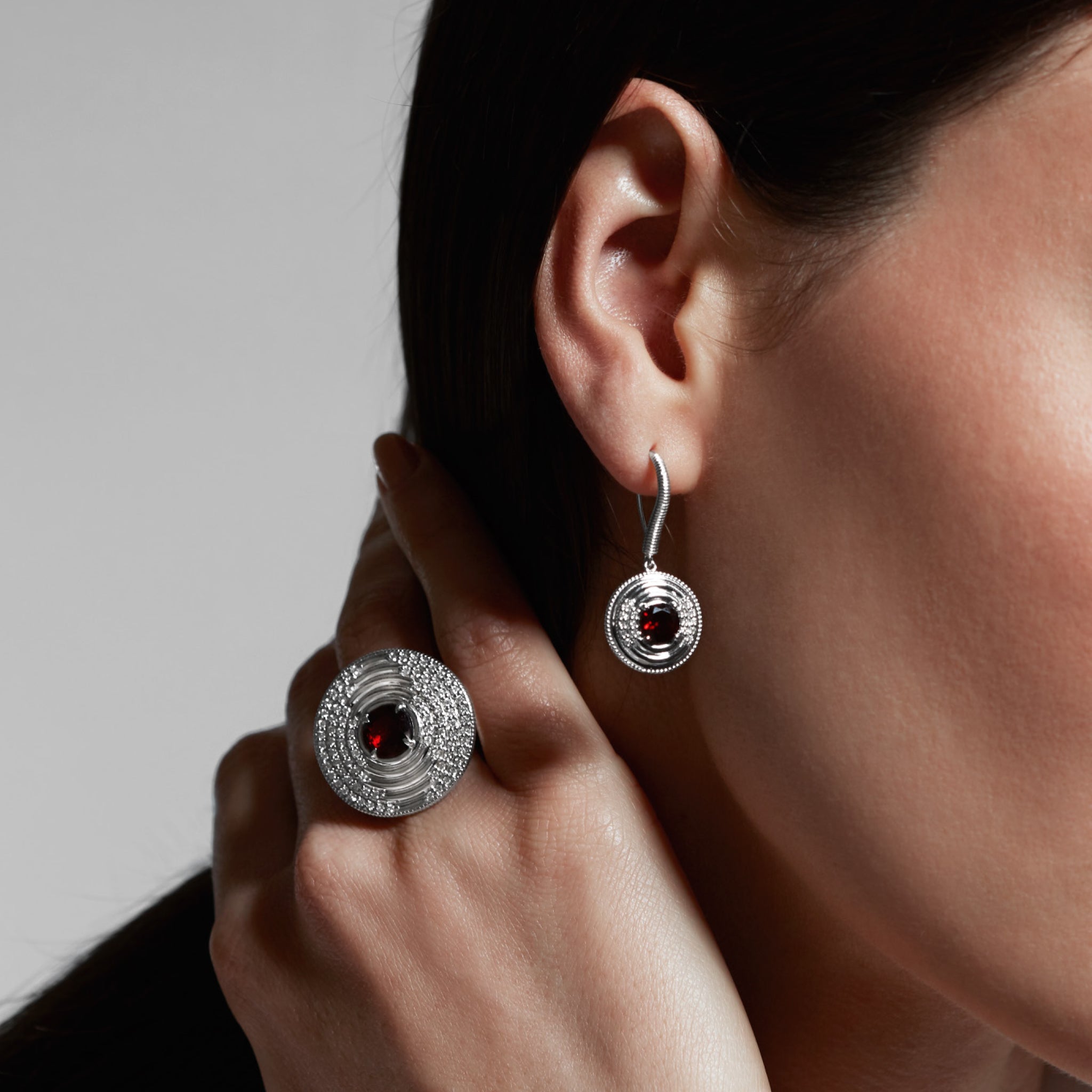 Max Drop Earrings with Garnet and Diamonds