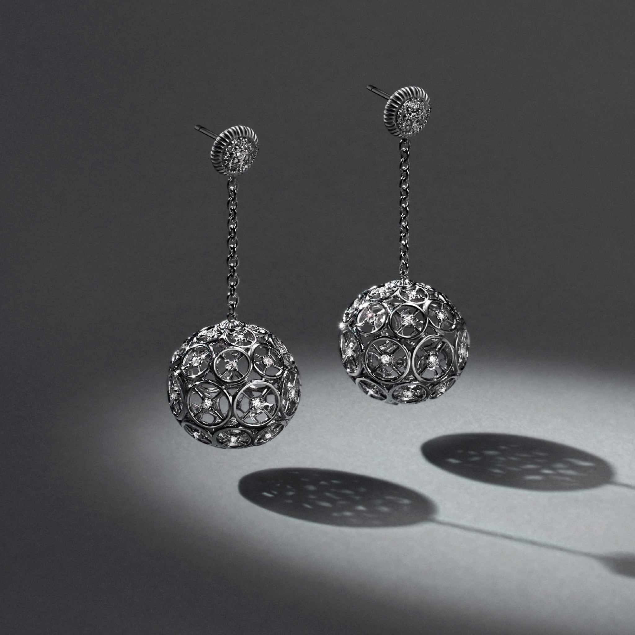 Max Ball Drop Earrings with Diamonds