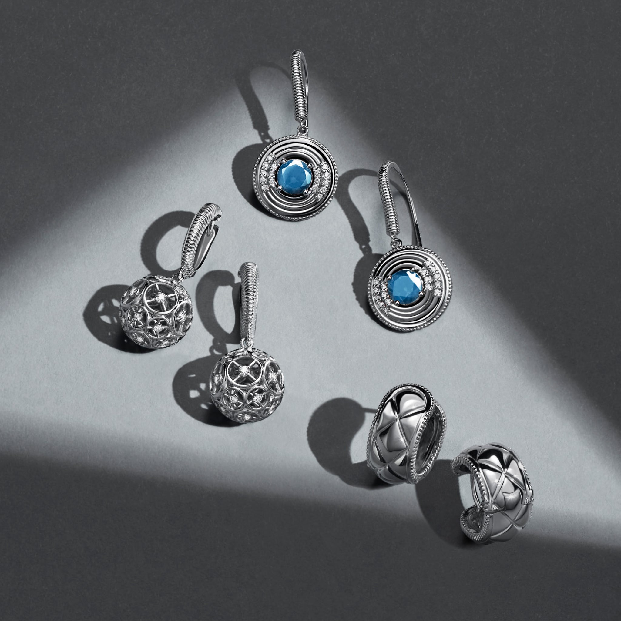 Max Drop Earrings with Swiss Blue Topaz and Diamonds