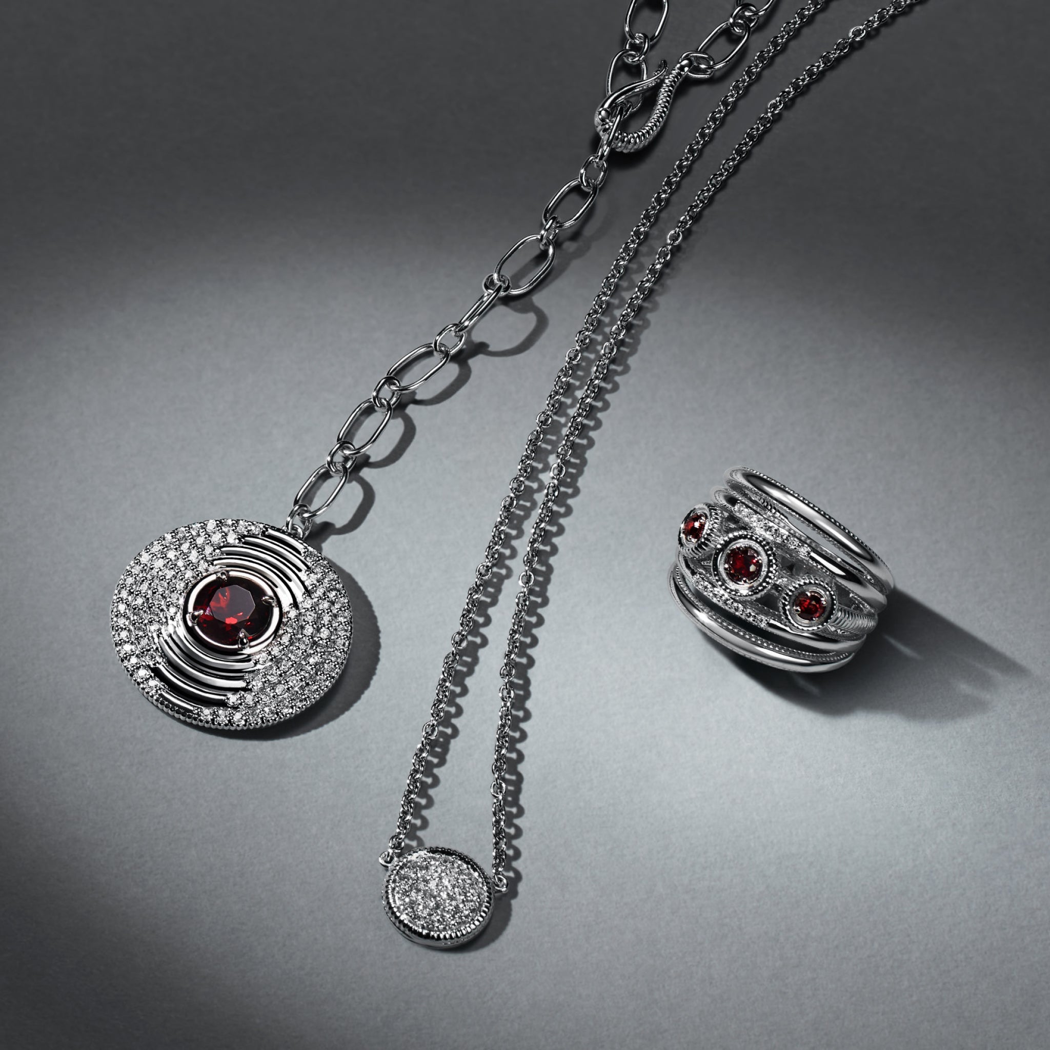 Max Drop Necklace with Garnet and Diamonds