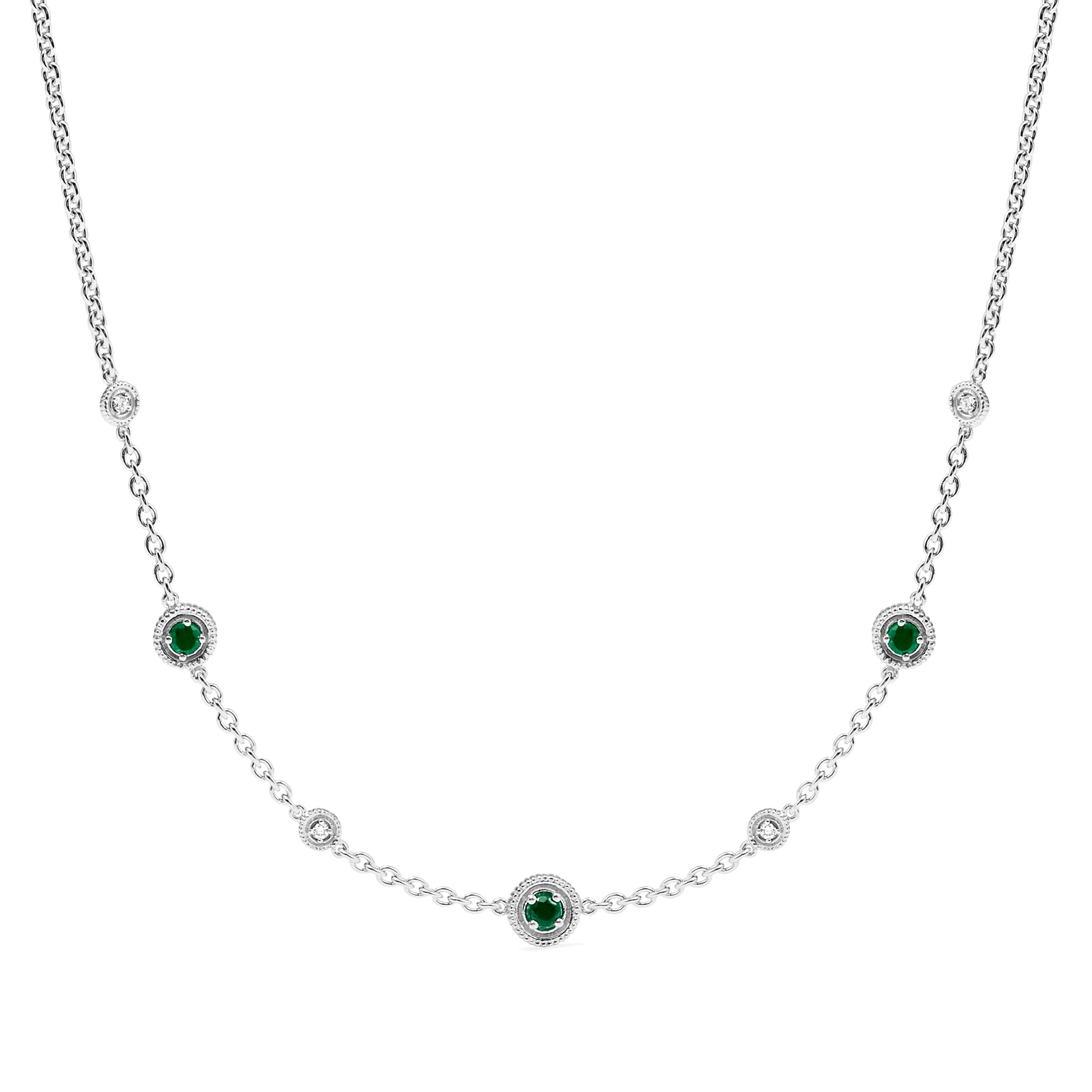 Max Station Necklace with Emerald and Diamonds