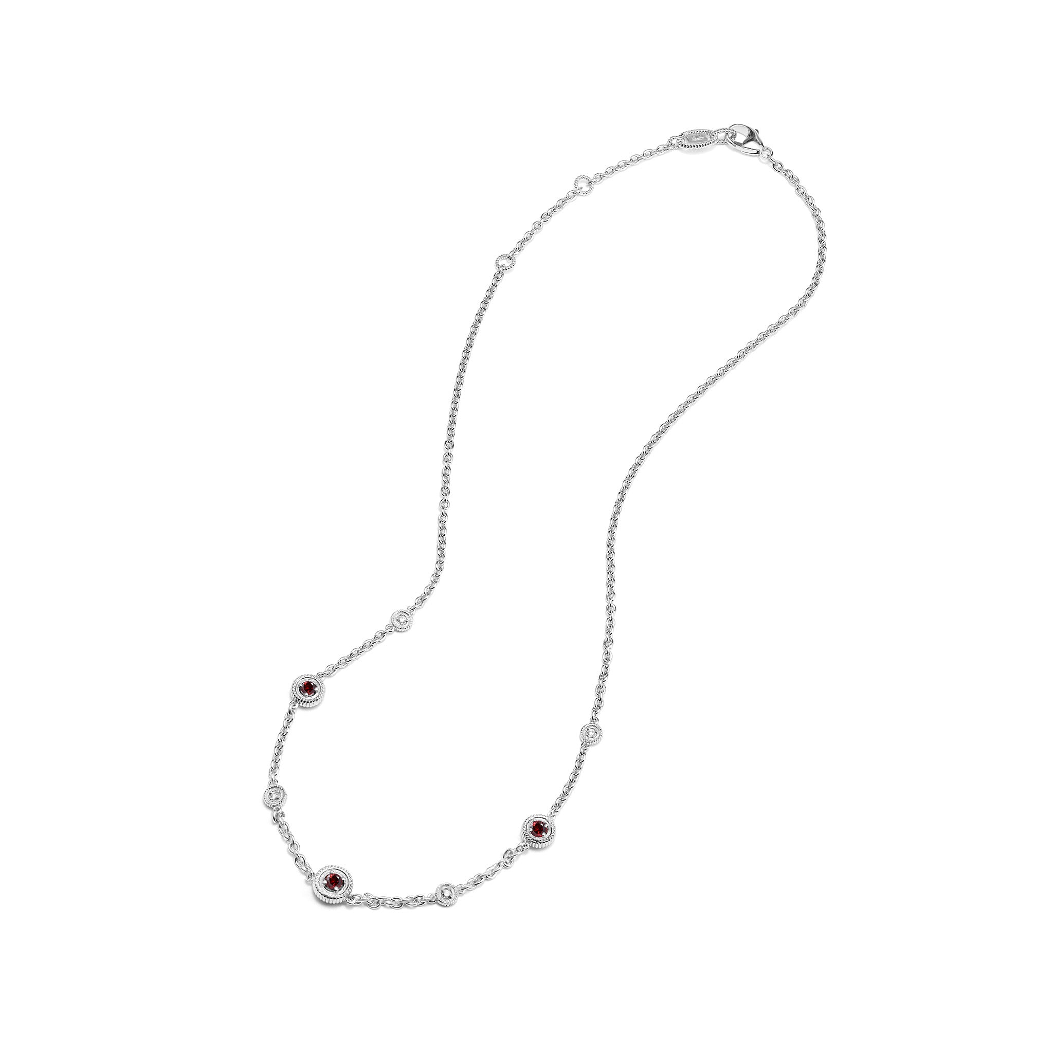 Max Station Necklace with Garnet and Diamonds
