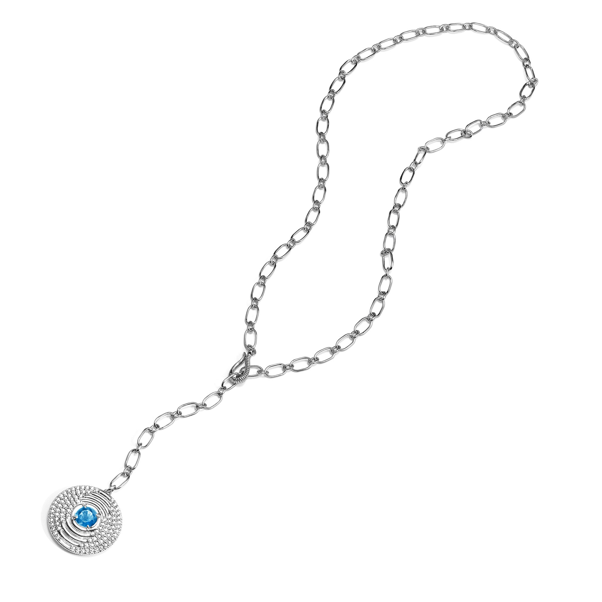 Max Drop Necklace with Swiss Blue Topaz and Diamonds
