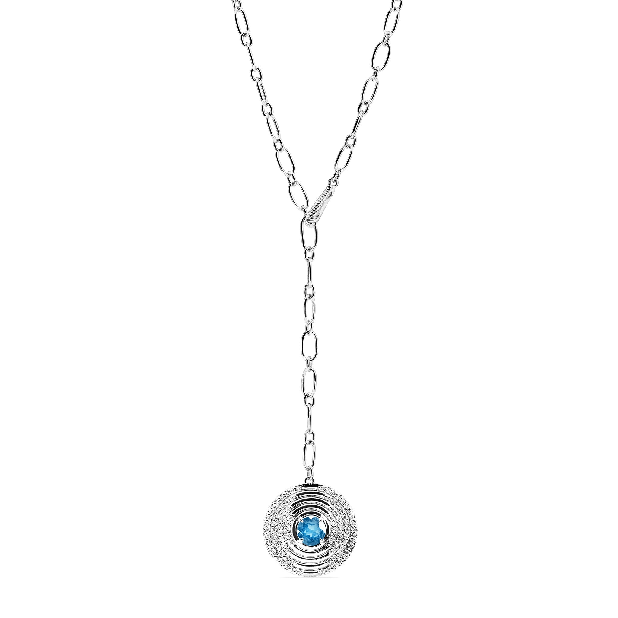 Max Drop Necklace With Swiss Blue Topaz And Diamonds