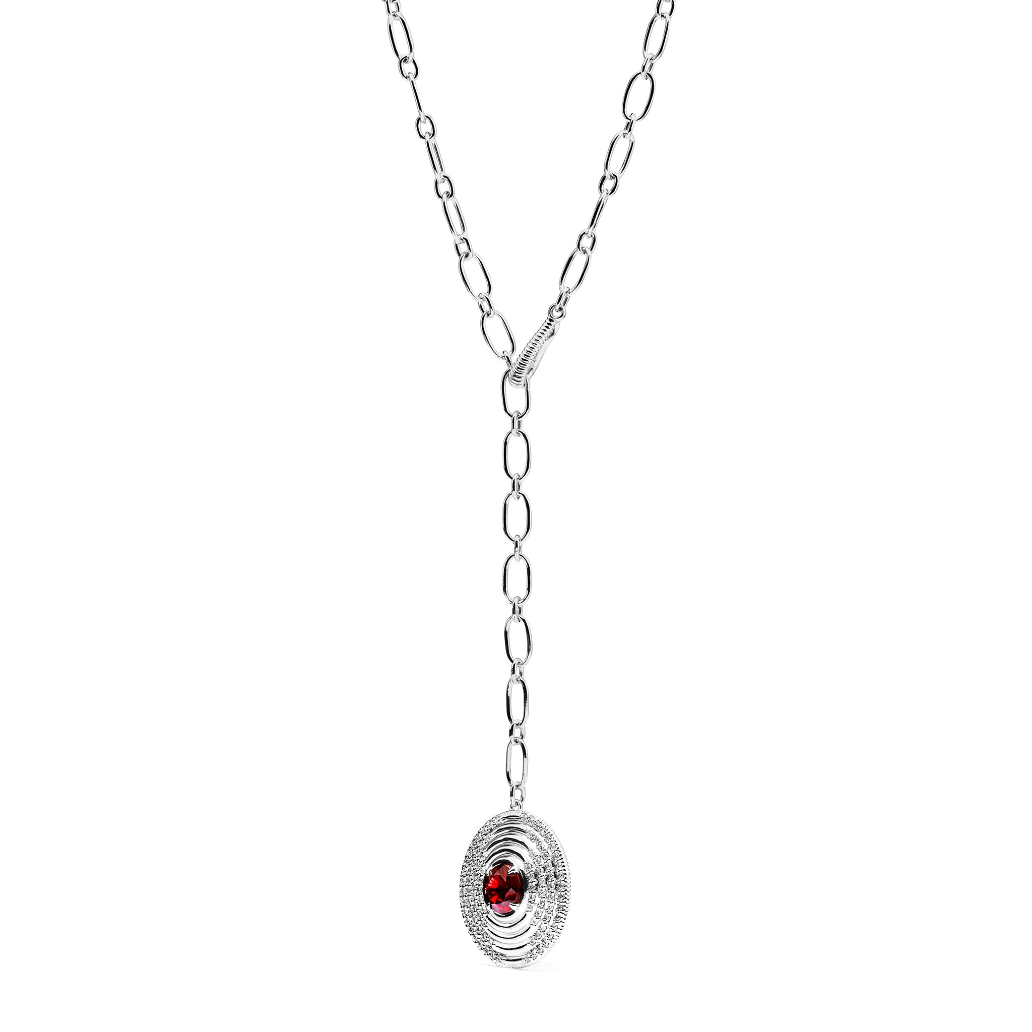 Max Drop Necklace with Garnet and Diamonds