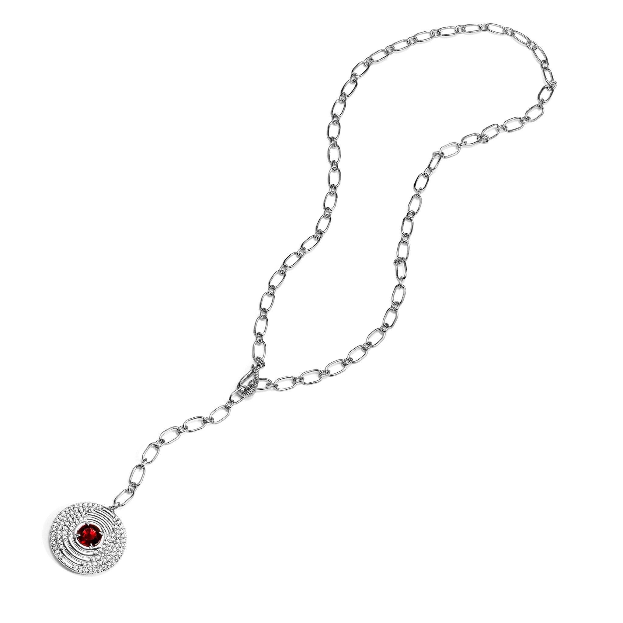 Max Drop Necklace with Garnet and Diamonds