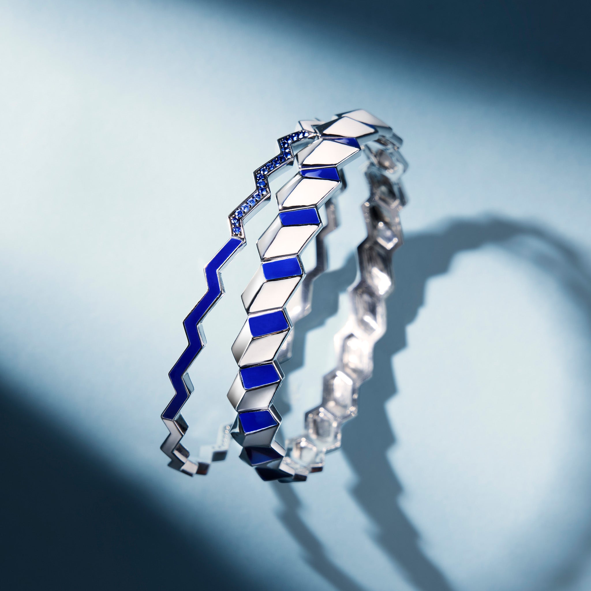 Odyssey Stack Bangle with Enamel and Blue Sapphire