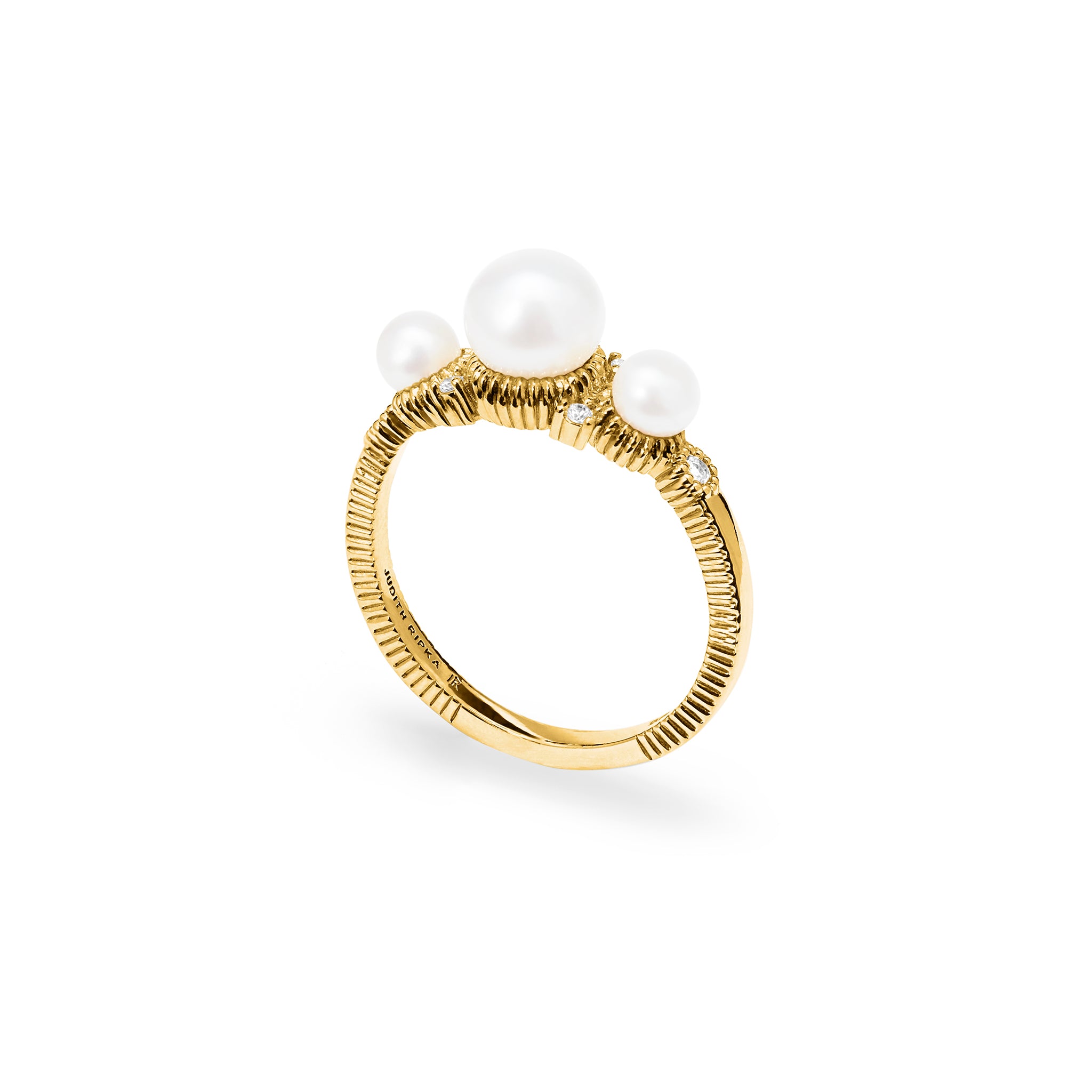 Shima Pearl Ring with Freshwater Pearls and Diamonds in 18K
