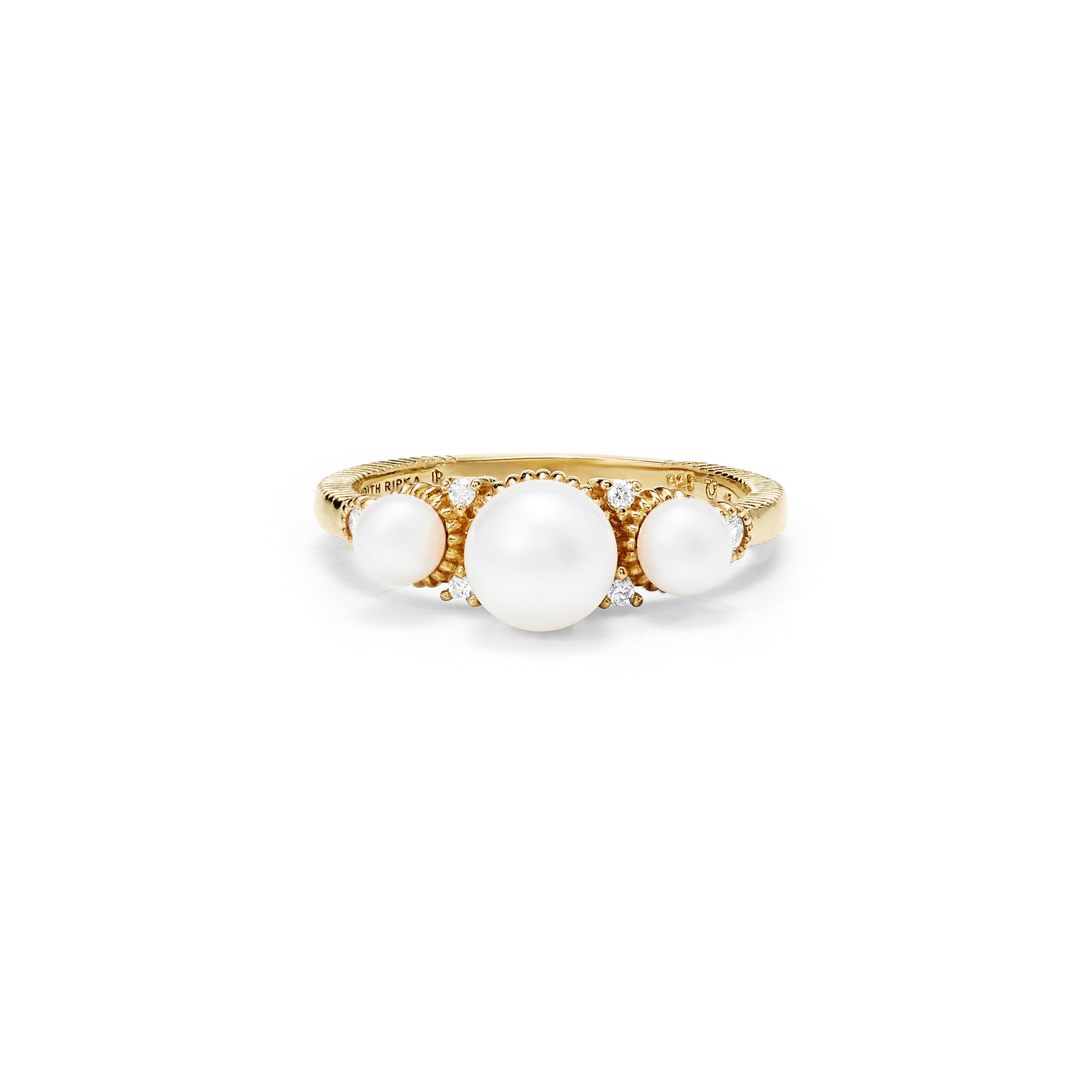 Shima Pearl Ring With Freshwater Pearls And Diamonds In 18K