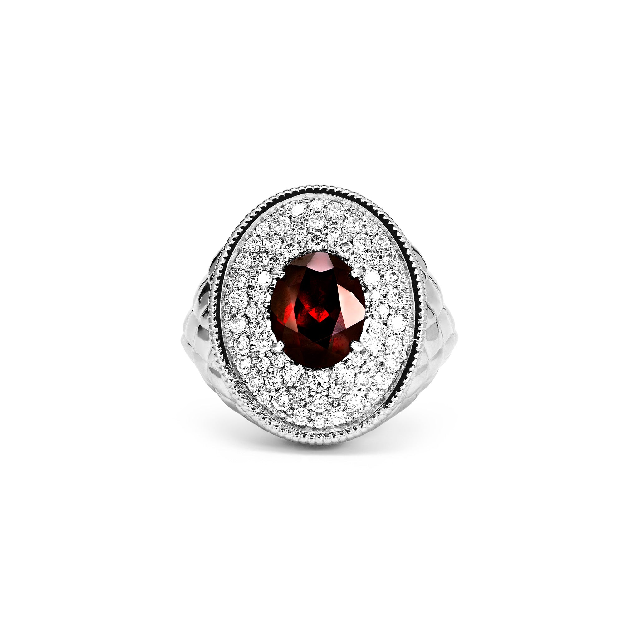 Max Oval Ring With Garnet And Diamonds