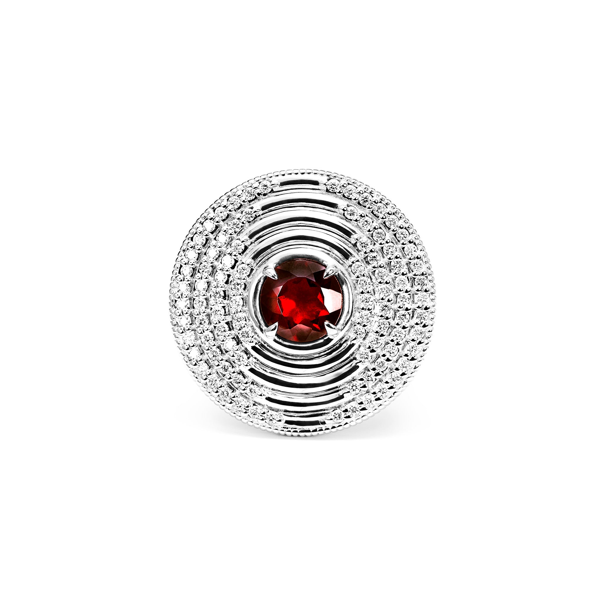 Max Round Ring With Garnet And Diamonds