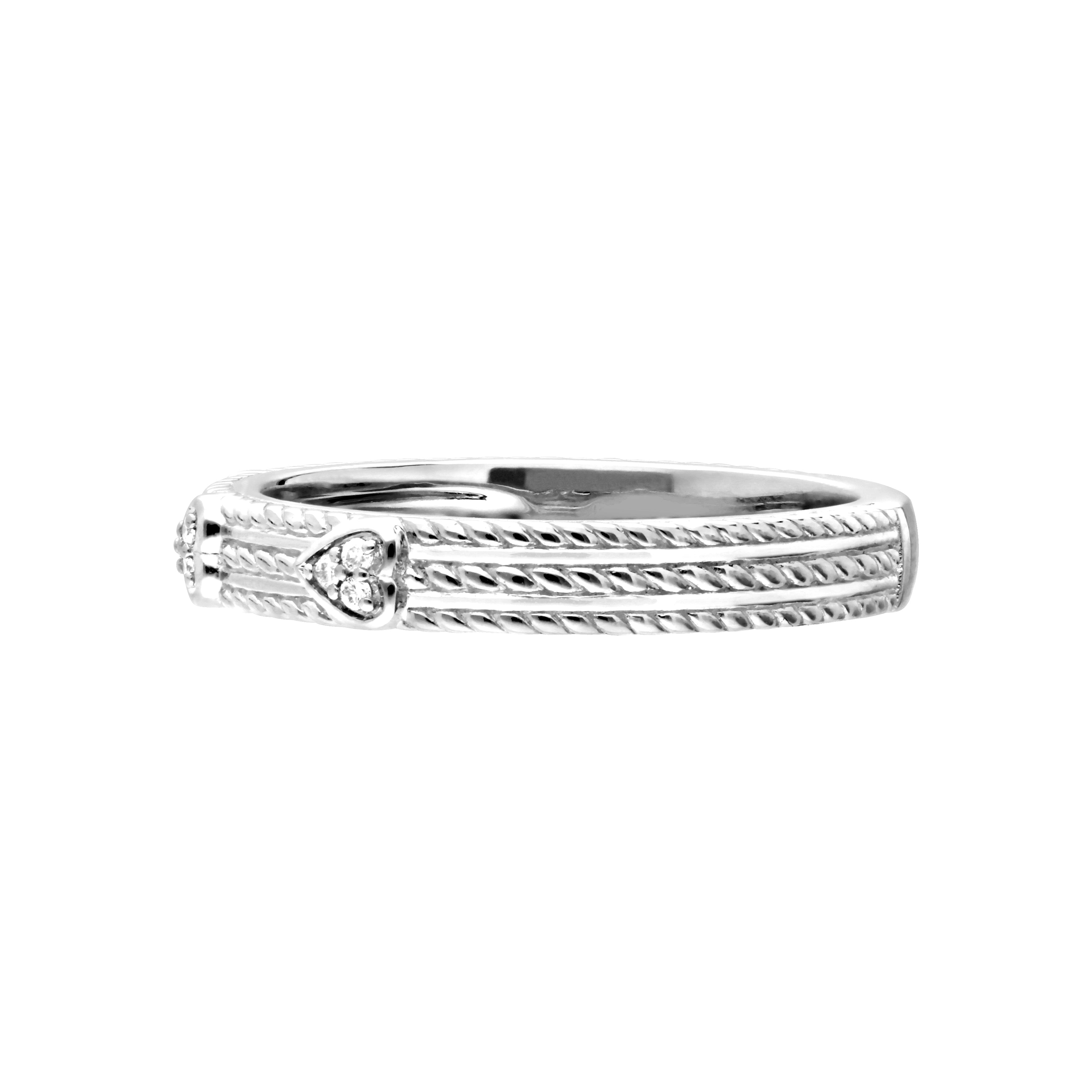 Little Luxuries Pave Hearts Band Ring with Cultured Diamonds