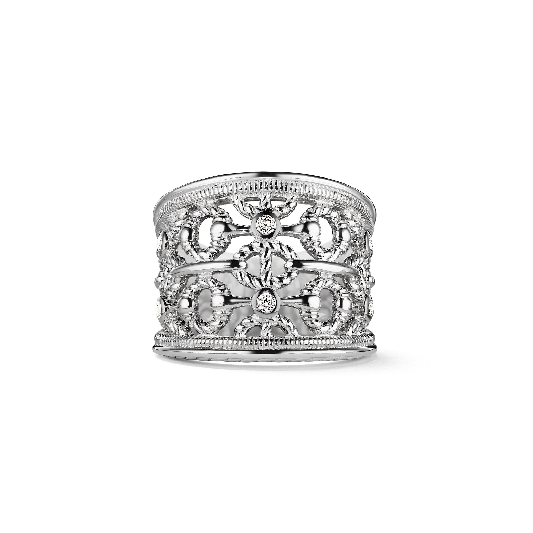 Vienna Wide Band Ring With Diamonds