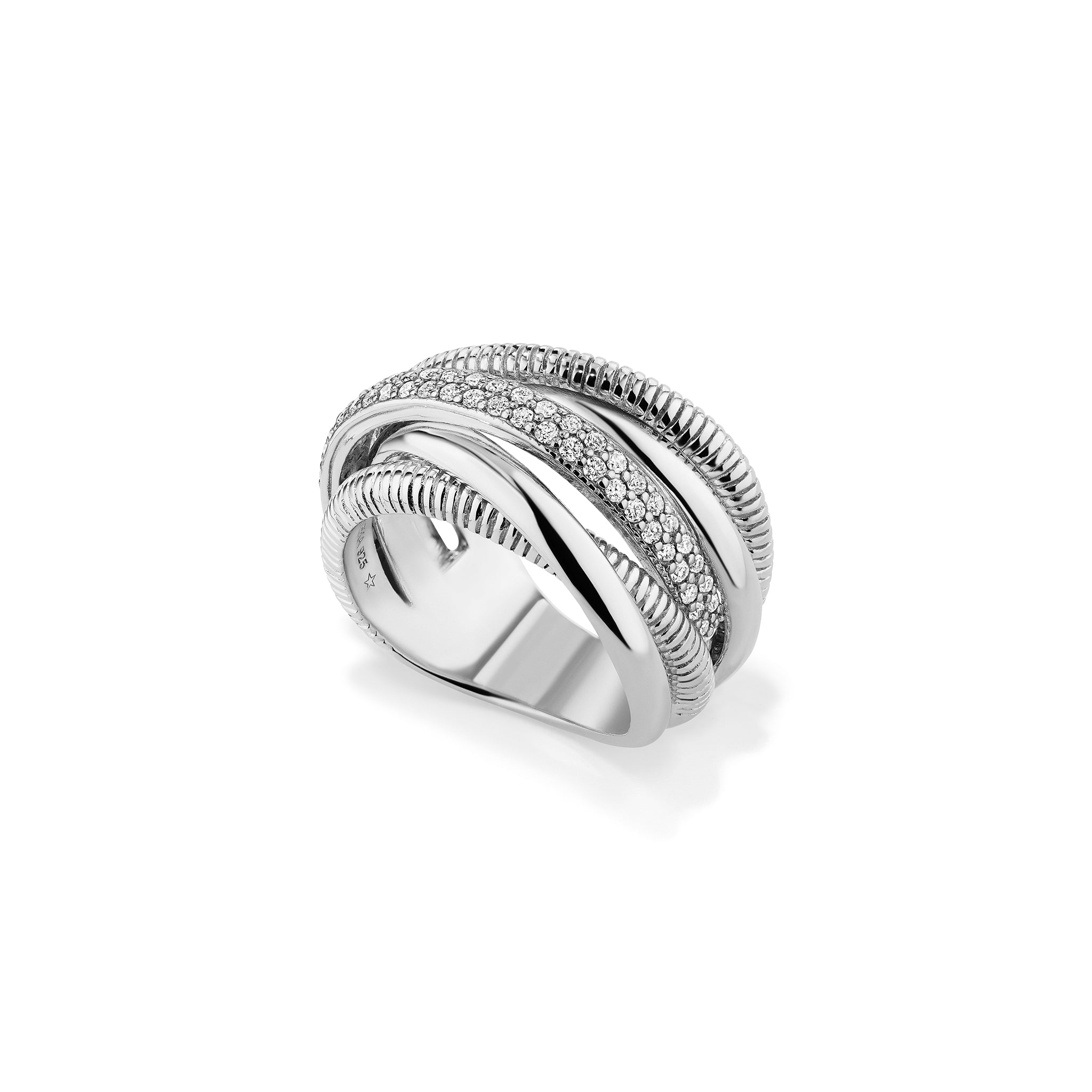 Eternity Five Band Highway Ring with Cultured Diamonds