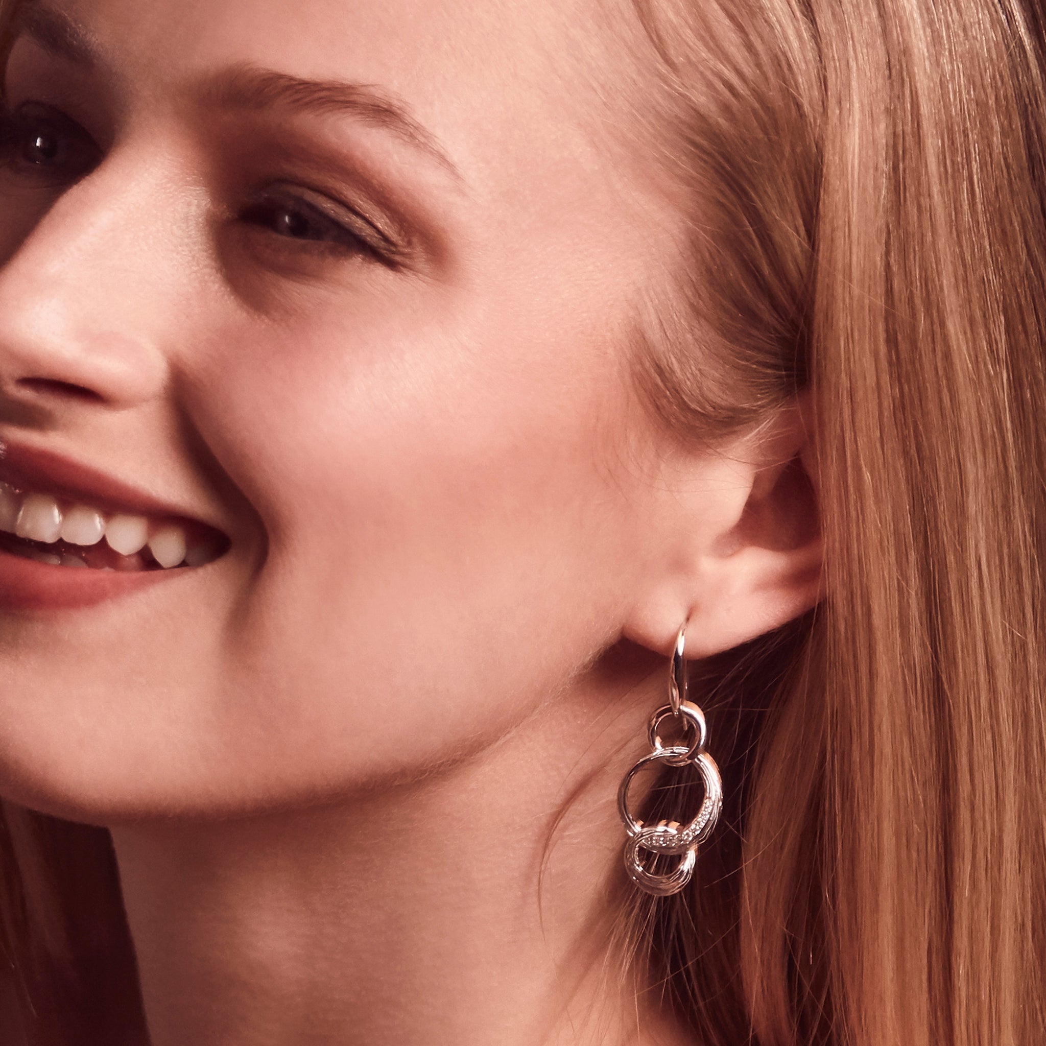 Santorini Triple Link Drop Earrings with Diamonds