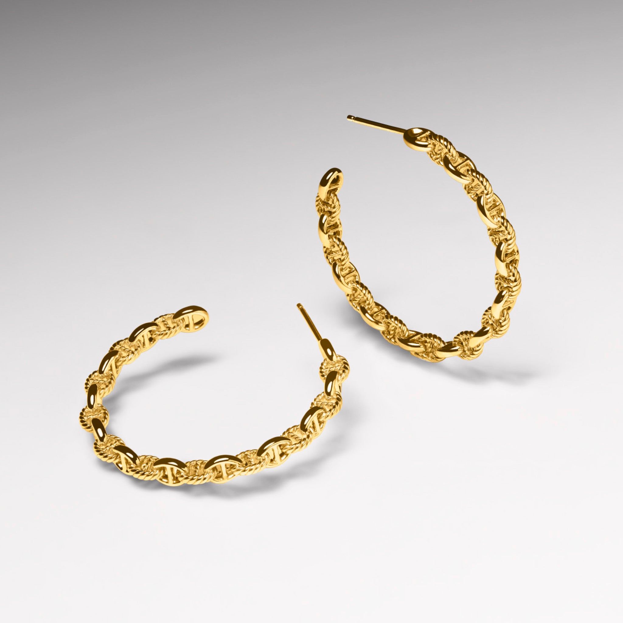 Vienna Chain Link Hoop Earrings in 18K