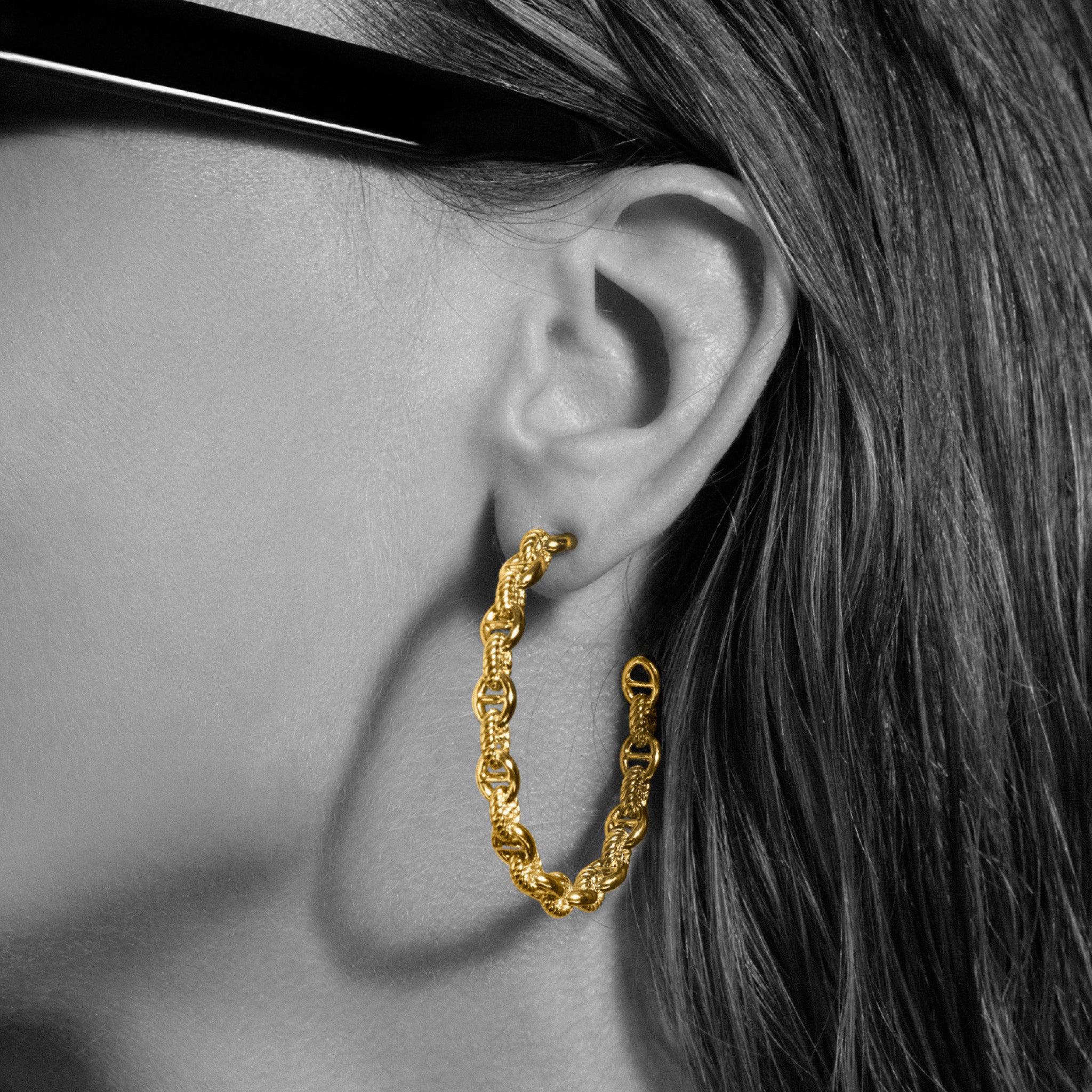 Vienna Chain Link Hoop Earrings in 18K