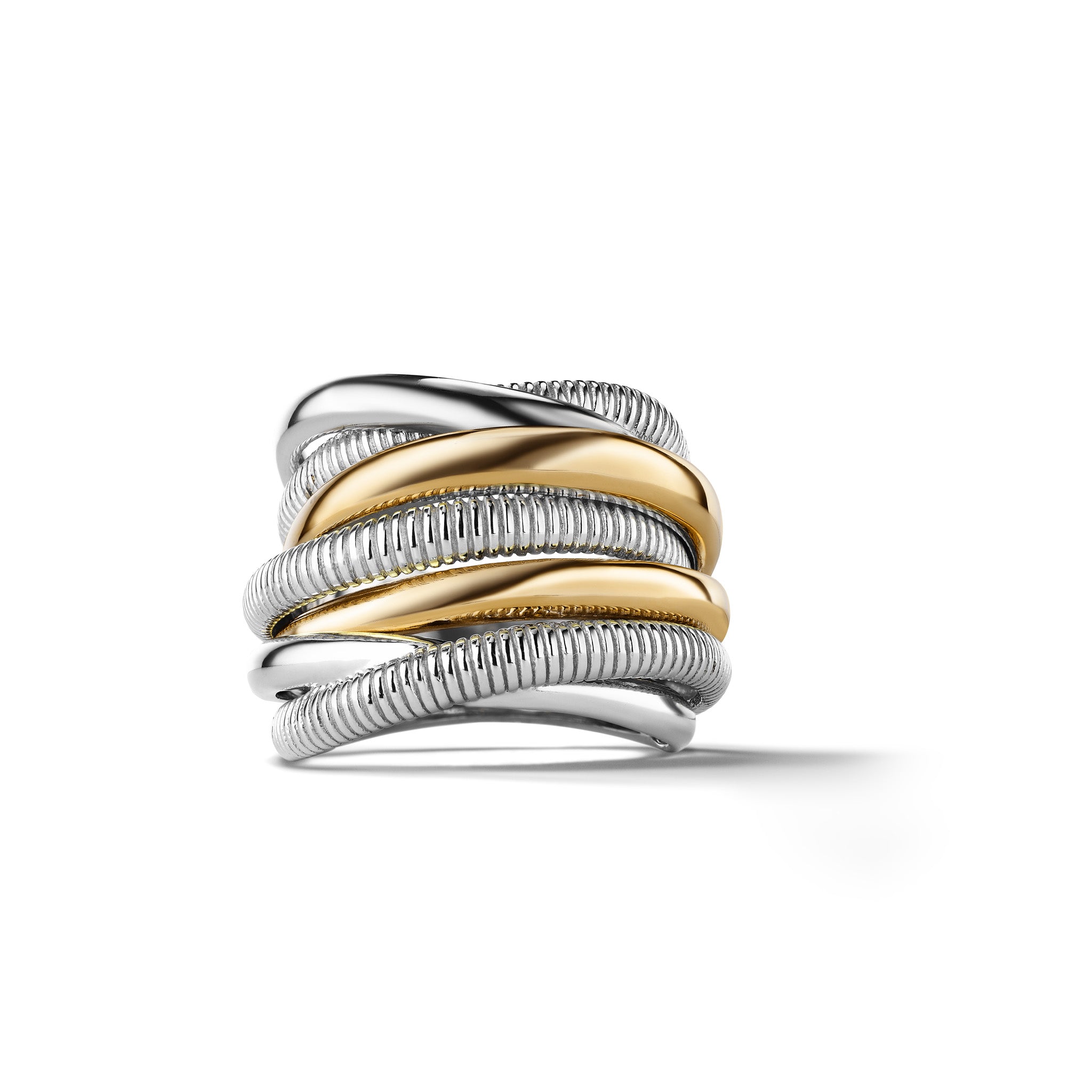 Eternity Seven Band Highway Ring With 18K Gold