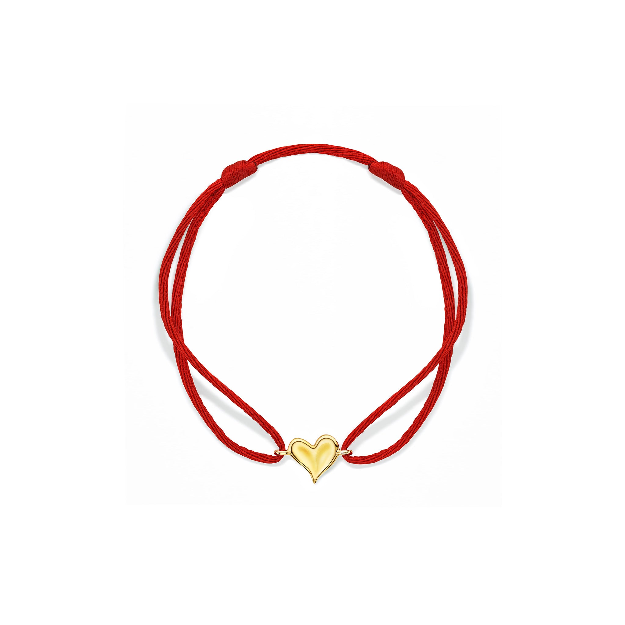 Eros Heart Red Cord Bracelet In 18K