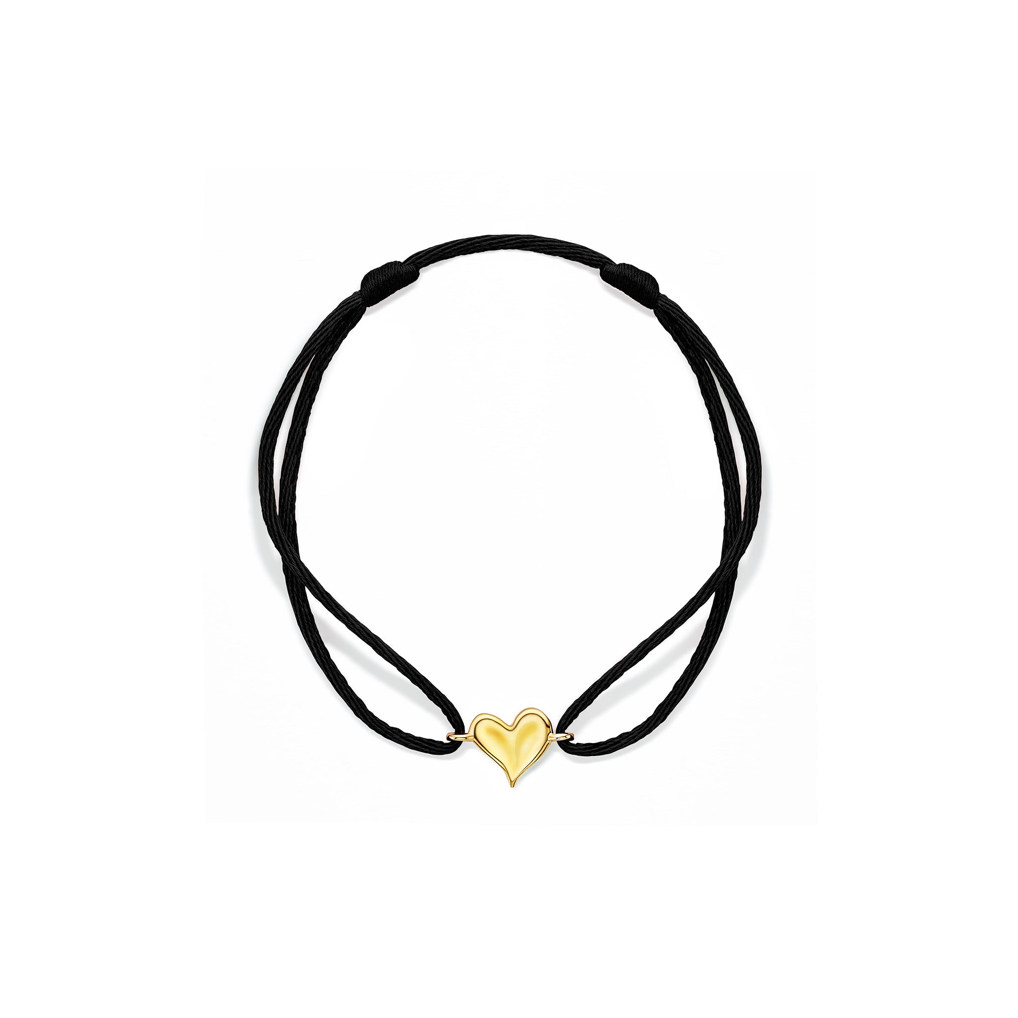 Eros Heart Black Cord Bracelet In 18K