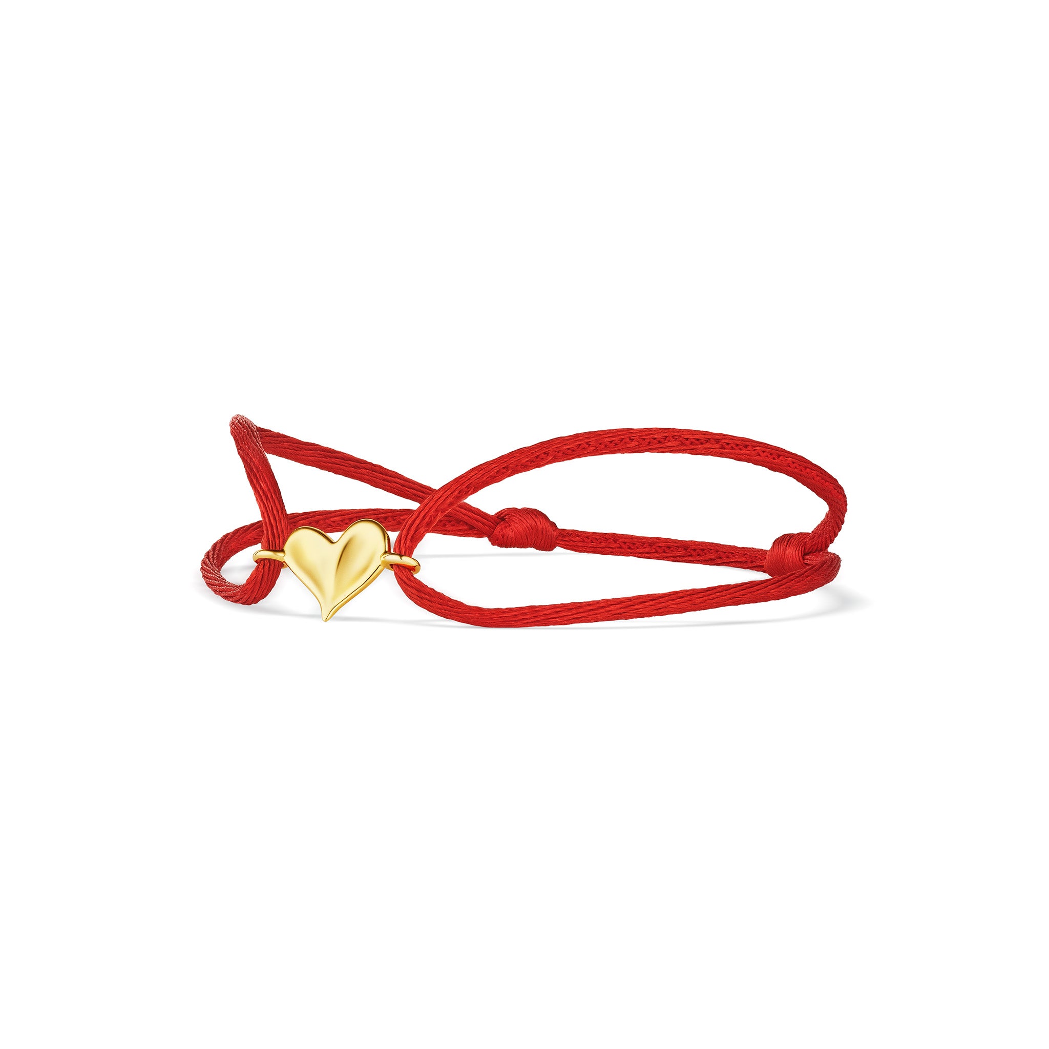 Eros Heart Red Cord Bracelet In 18K