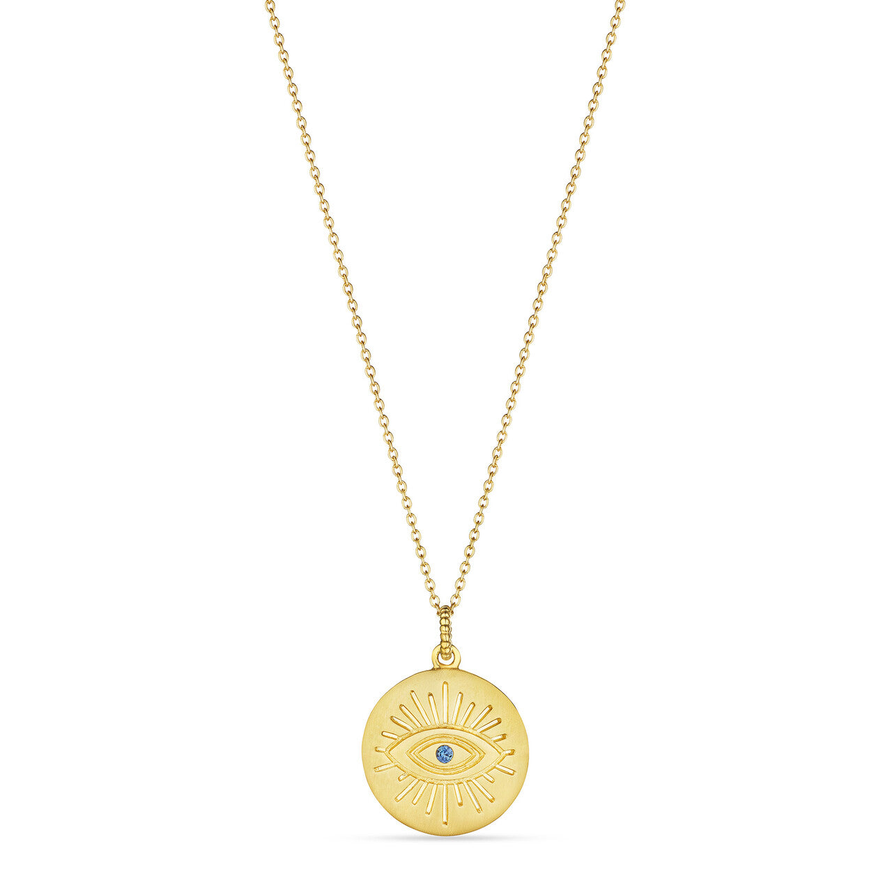 Little Luxuries Evil Eye Medallion Necklace With Blue Sapphire In 14K