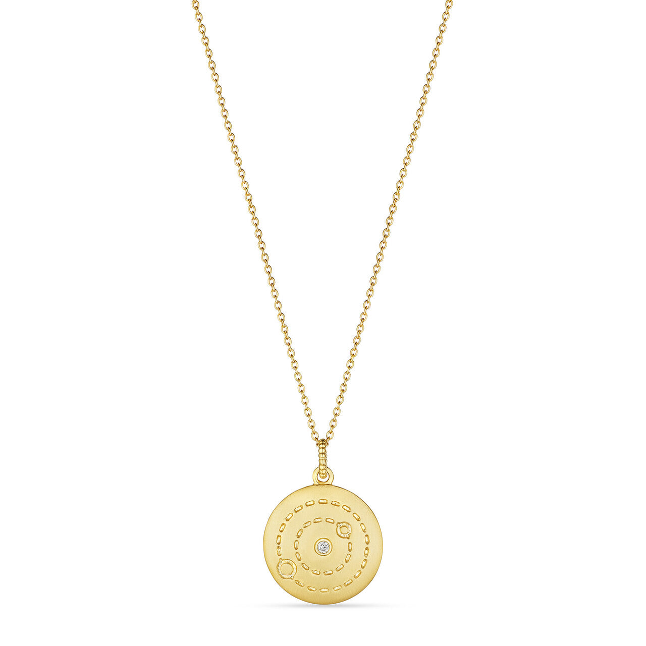 Little Luxuries Cosmic Medallion Necklace With Diamonds In 14K