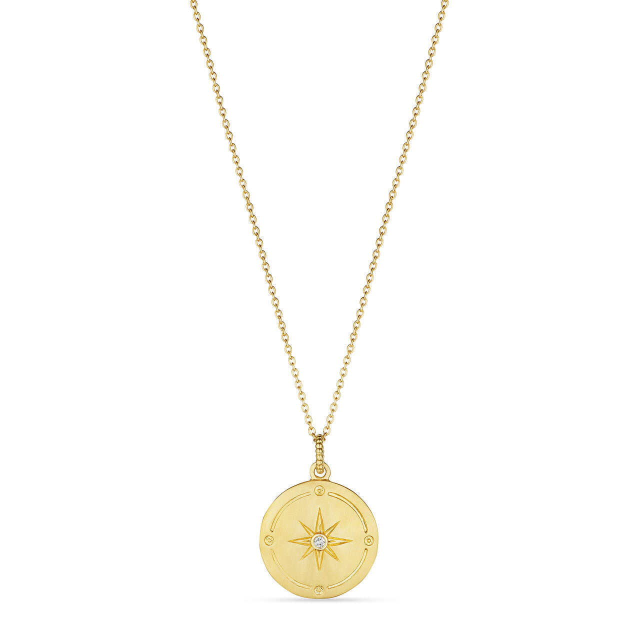 Little Luxuries North Star Medallion Necklace With Diamonds In 14K