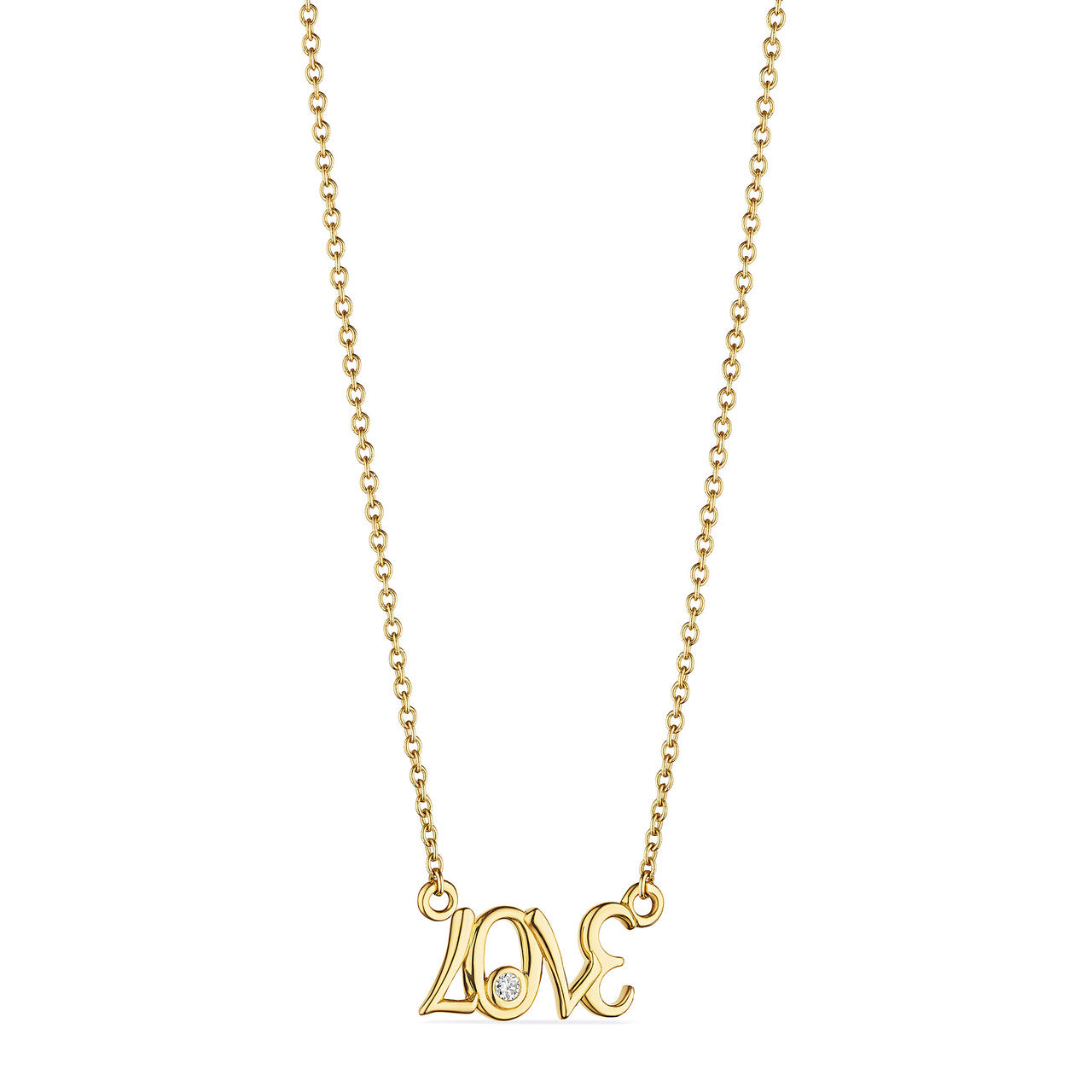 Eros LOVE Necklace with Diamonds in 18K