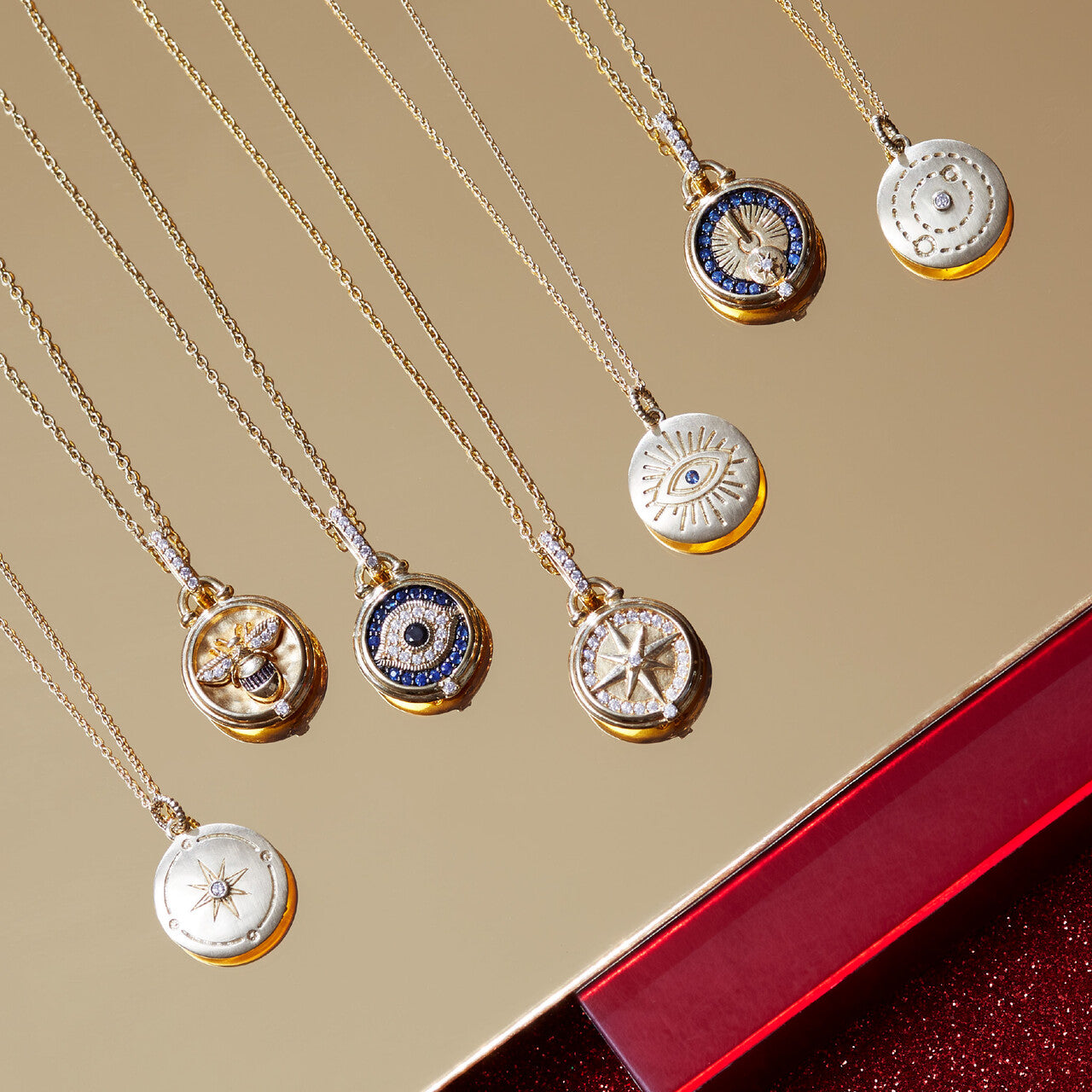 Little Luxuries Evil Eye Medallion Necklace with Blue Sapphire in 14K